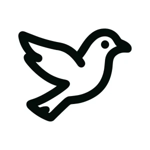 Simple Outline Bird Flying Peace Sign Icon