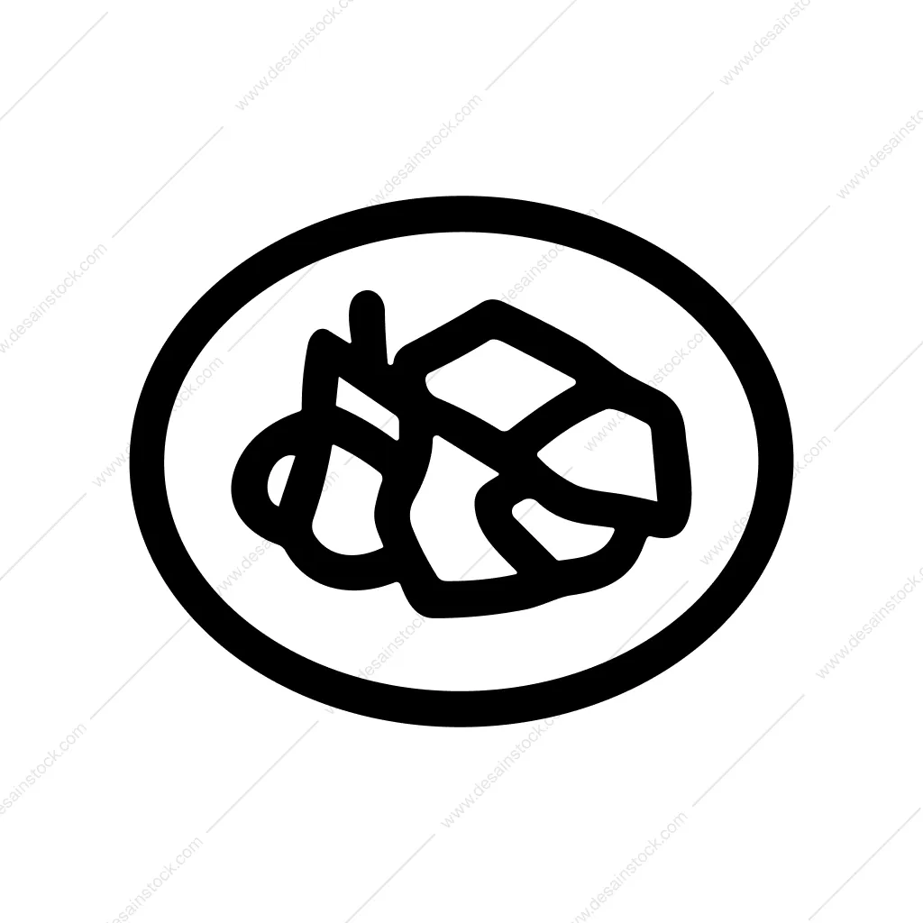 Simple Outline Sushi Roll Plate Dish Icon