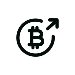 Simple Outline Bitcoin Circle with Upward Arrow Currency Illustration