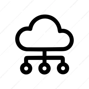 Simple Line Cloud Network Connection Shape Icon