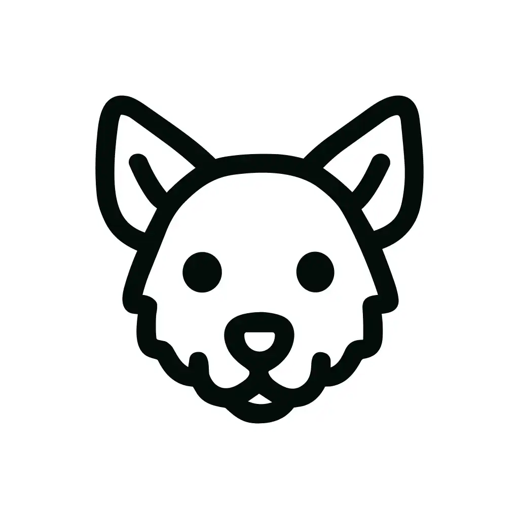 Simple Outline Dog Face Minimalist Line Art Icon
