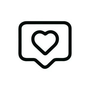 Simple Line Heart in Speech Bubble Icon Shape