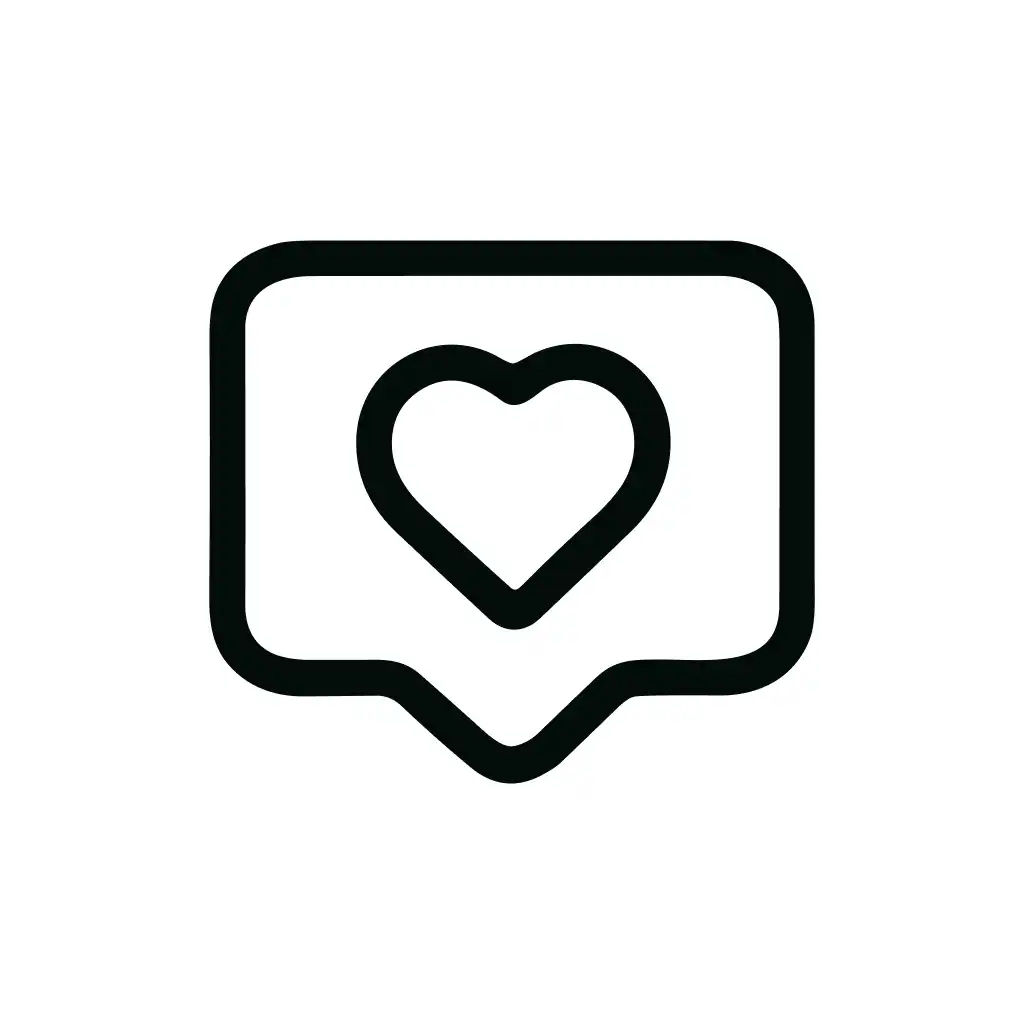 Simple Line Heart in Speech Bubble Icon Shape