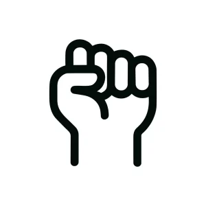 Simple Outline Rising Clenched Fist Gesture Symbol Icon Sign