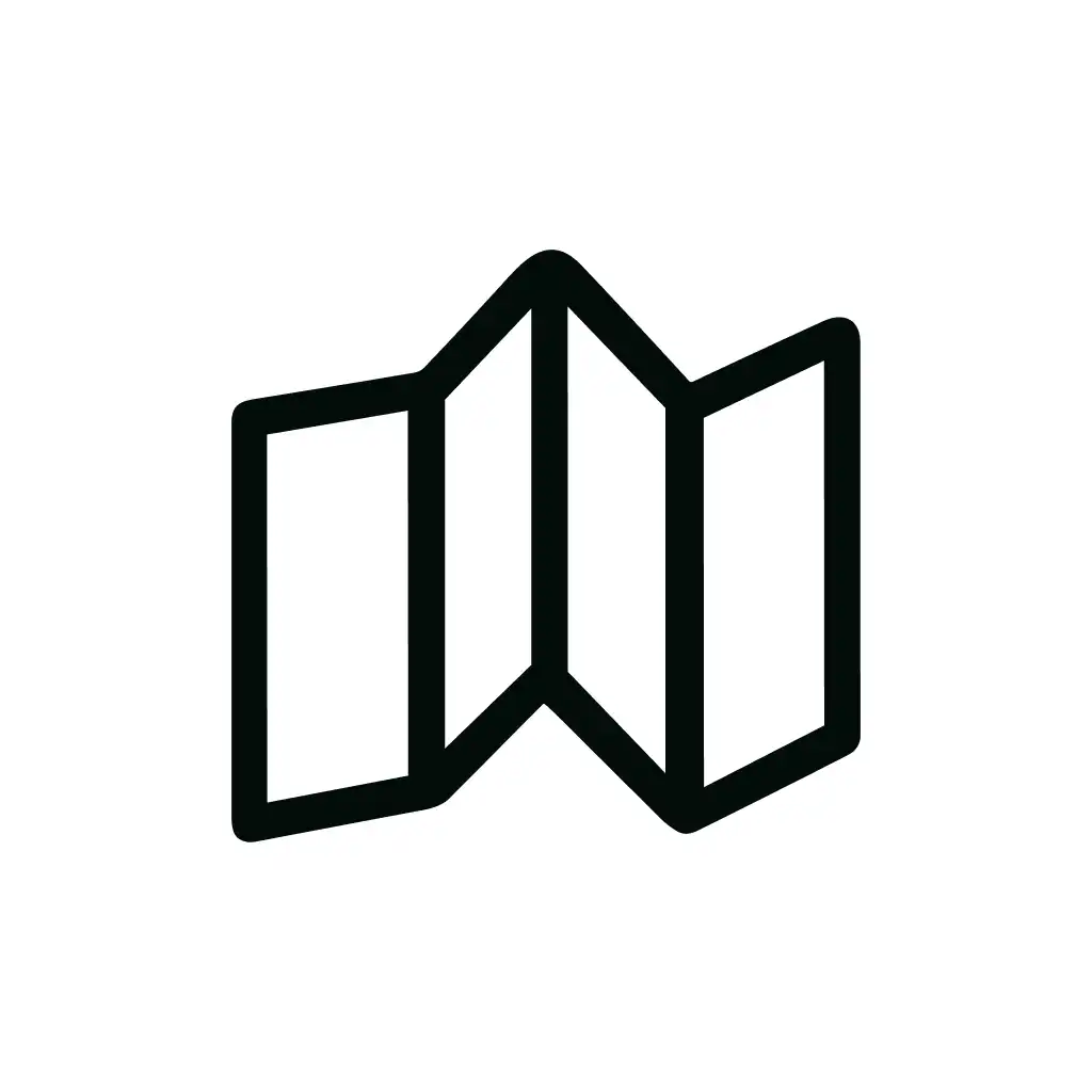 Minimalist Line Art Folded Paper Map Location Icon