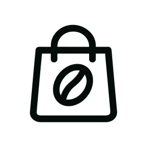 Simple Outline Coffee Bean in Shopping Bag Shape Icon