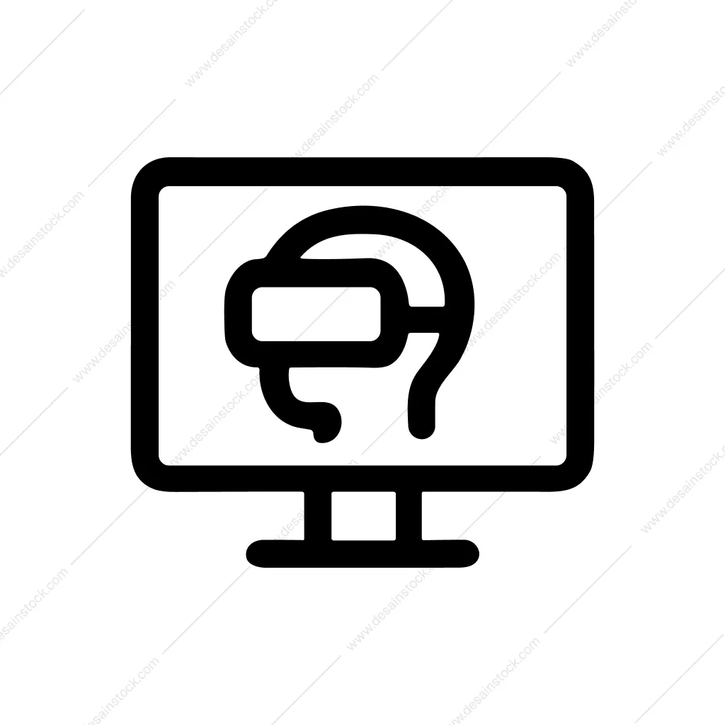 Outline Simple Virtual Reality Headset on Computer Icon