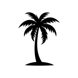 Simple Silhouette Single Palm Tree Landscape Element