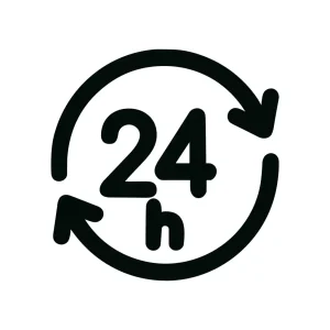 Simple Outline 24 Hour Service Sign Shape Icon