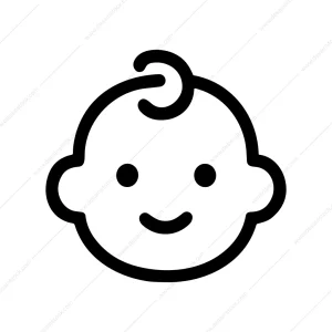 Minimalist Outline Baby Face Smiling Infant Icon