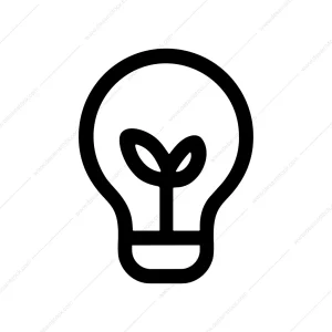 Minimalist Outline Lightbulb Seed Growing Concept Icon