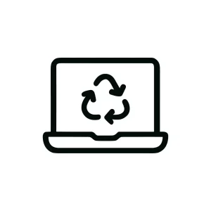 Simple Line Laptop Recycle Arrow Symbol Icon