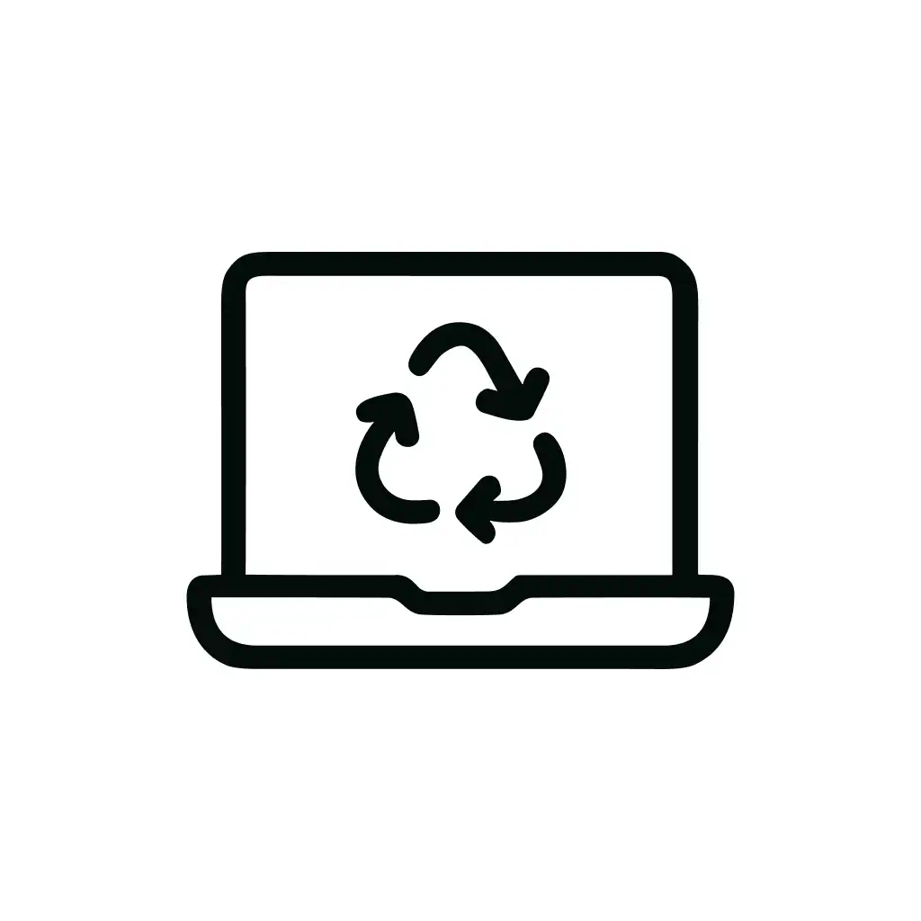 Simple Line Laptop Recycle Arrow Symbol Icon