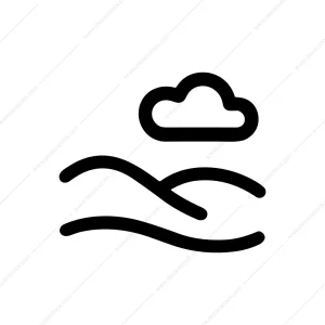 Minimalist Outline Horizon Cloud Sky Landscape Icon