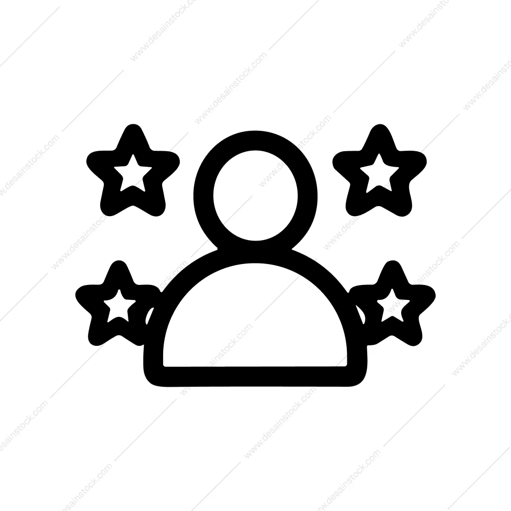Simple Outline Talent Person Star Rating Icon
