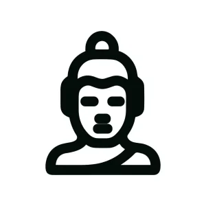 Outline Bold Buddha Monk Contemplation Sacred Asian Icon