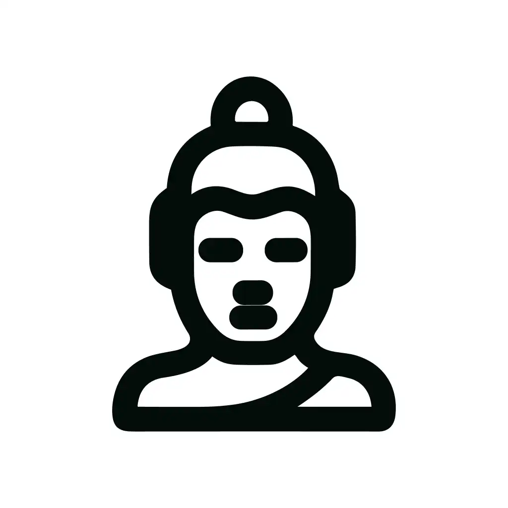 Outline Bold Buddha Monk Contemplation Sacred Asian Icon