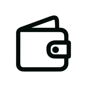 Outline Simple Wallet Icon with Flap and Fastener