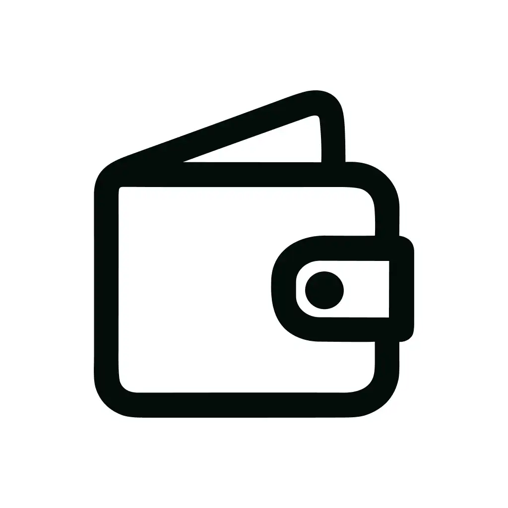 Outline Simple Wallet Icon with Flap and Fastener