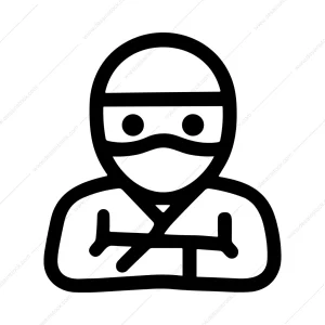 Black Line Ninja Character Outline Style Icon