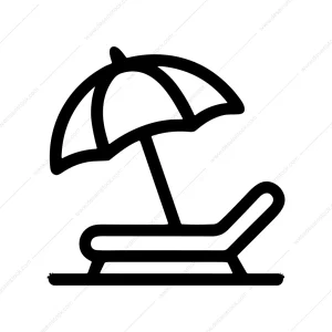 Simple Line Beach Chair Umbrella Relaxation Icon