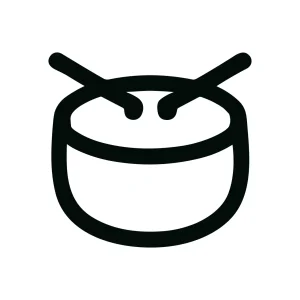 Simple Lineart Drum with Drumsticks Music Instrument Isolated Icon