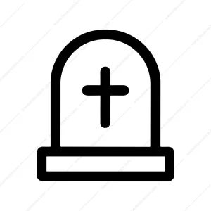Simple Outline Grave Cross Sign Symbol Icon