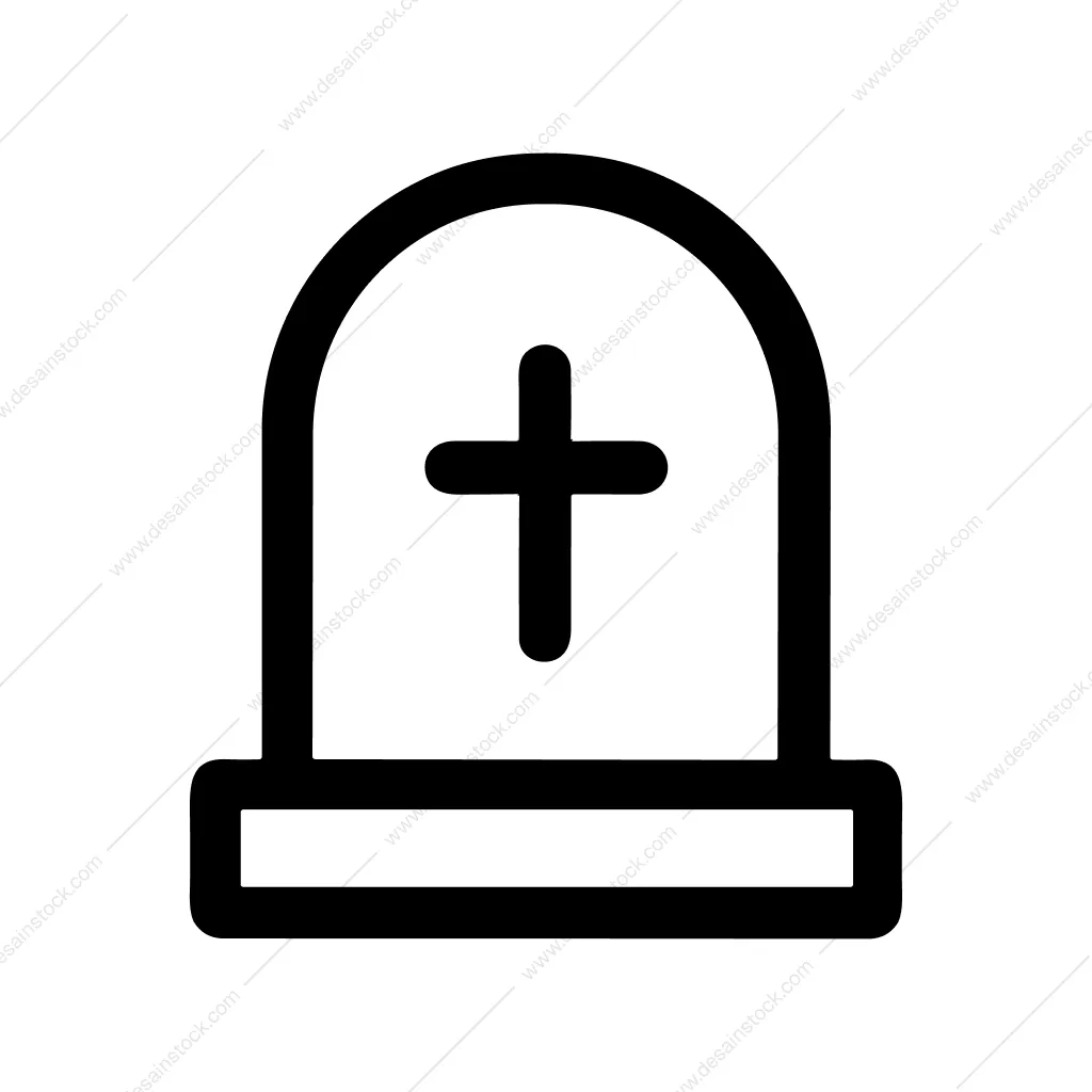 Simple Outline Grave Cross Sign Symbol Icon