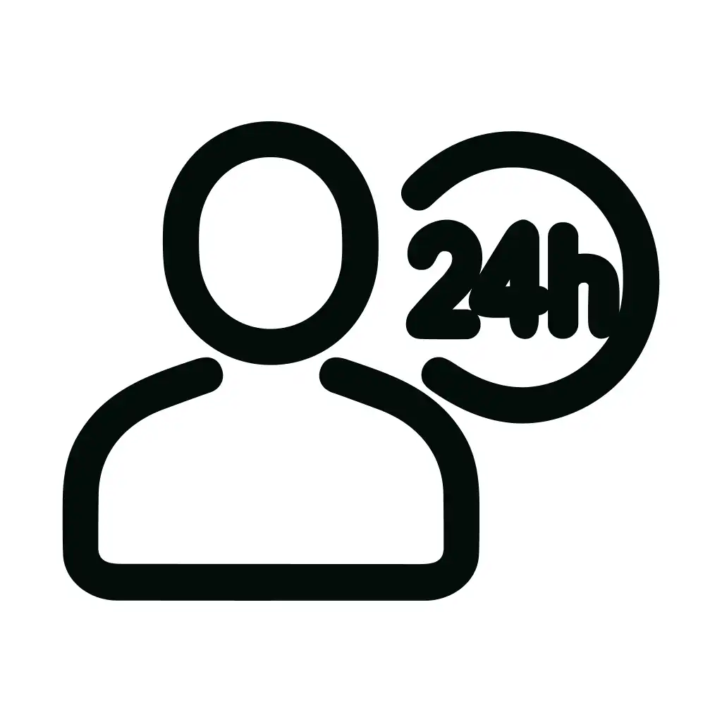 Simple Outline Support Agent 24 Hour Service Icon