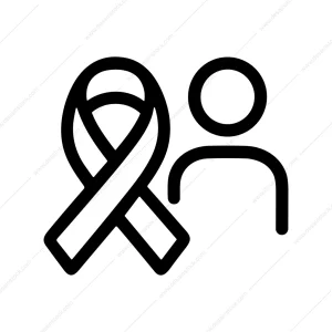 Simple Outline Awareness Ribbon And Person Icon Symbol
