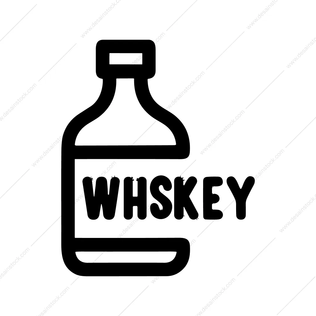 Outline Bold Whiskey Bottle Drink Silhouette Icon