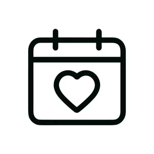 Simple Line Art Heart in Calendar Date Icon Element