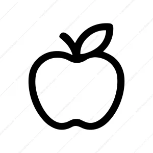 Simple Outline Apple Fruit Drawing Style Icon