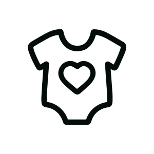 Simple Line Art Baby Onesie with Heart Apparel Icon