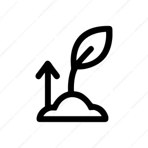 Simple Outline Sprout Growing Upward Arrow Symbol Icon