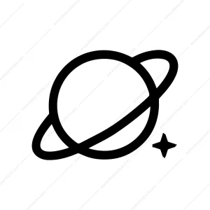 Simple Line Saturn Planet Ring Star Icon