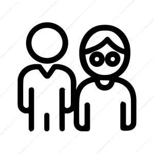 Minimalist Outline Two People Together Group Icon
