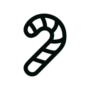 Simple Outlined Candy Cane Stroke Style Christmas Holiday Icon