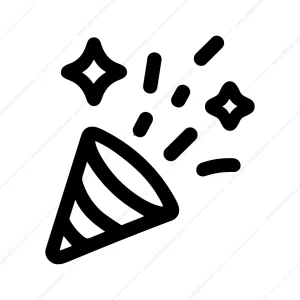 Doodle Outline Confetti Party Popper Celebration Symbol Icon