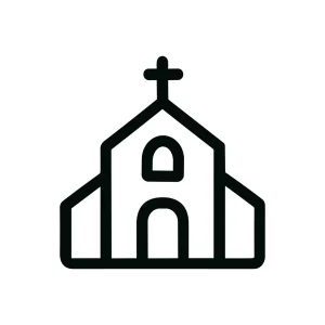 Minimalist Outline Church Building Simple Line Icon Symbol Design