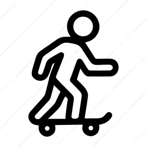 Simple Outline Skateboarder Icon Glyph Black and White