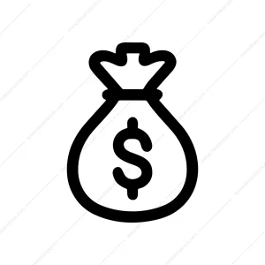 Line Drawing Dollar Sign Sack Icon Shape