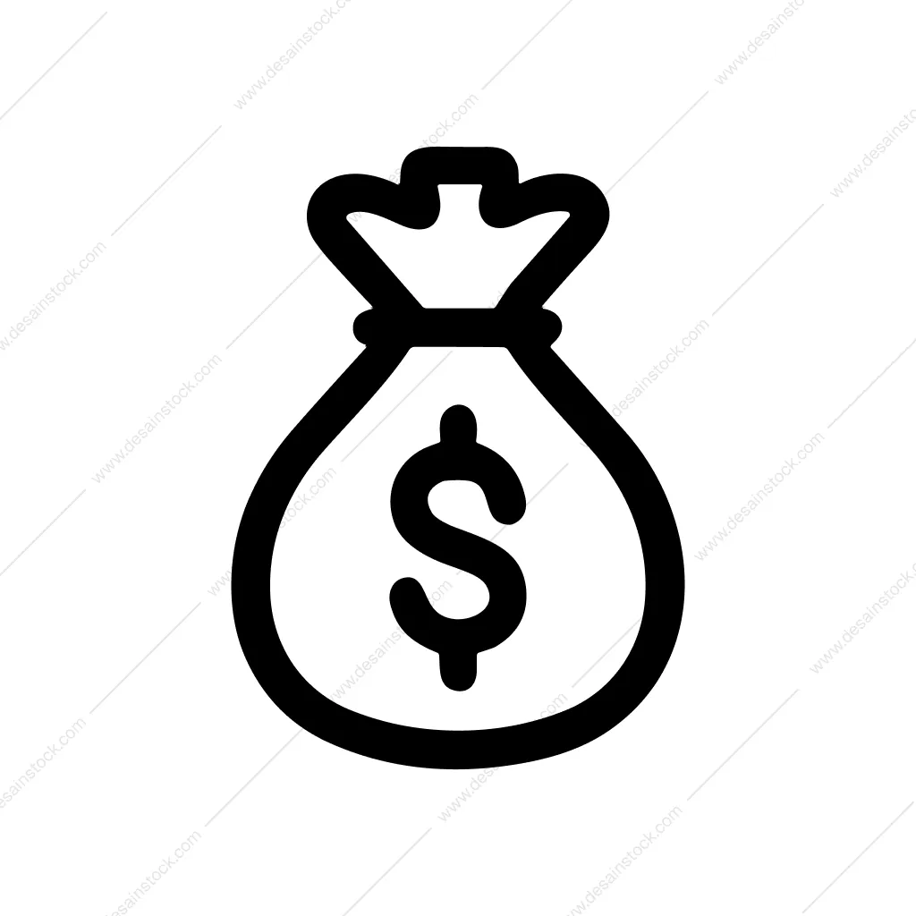 Line Drawing Dollar Sign Sack Icon Shape