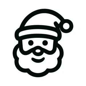 Minimalist Outlined Santa Claus Face with Hat and Beard Icon Illustration