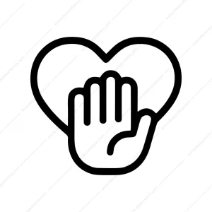 Outline Simple Hand over Heart Symbol Icon Graphic
