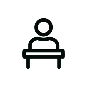 Line Style Minimalist Person At Desk Icon Shape Design Element