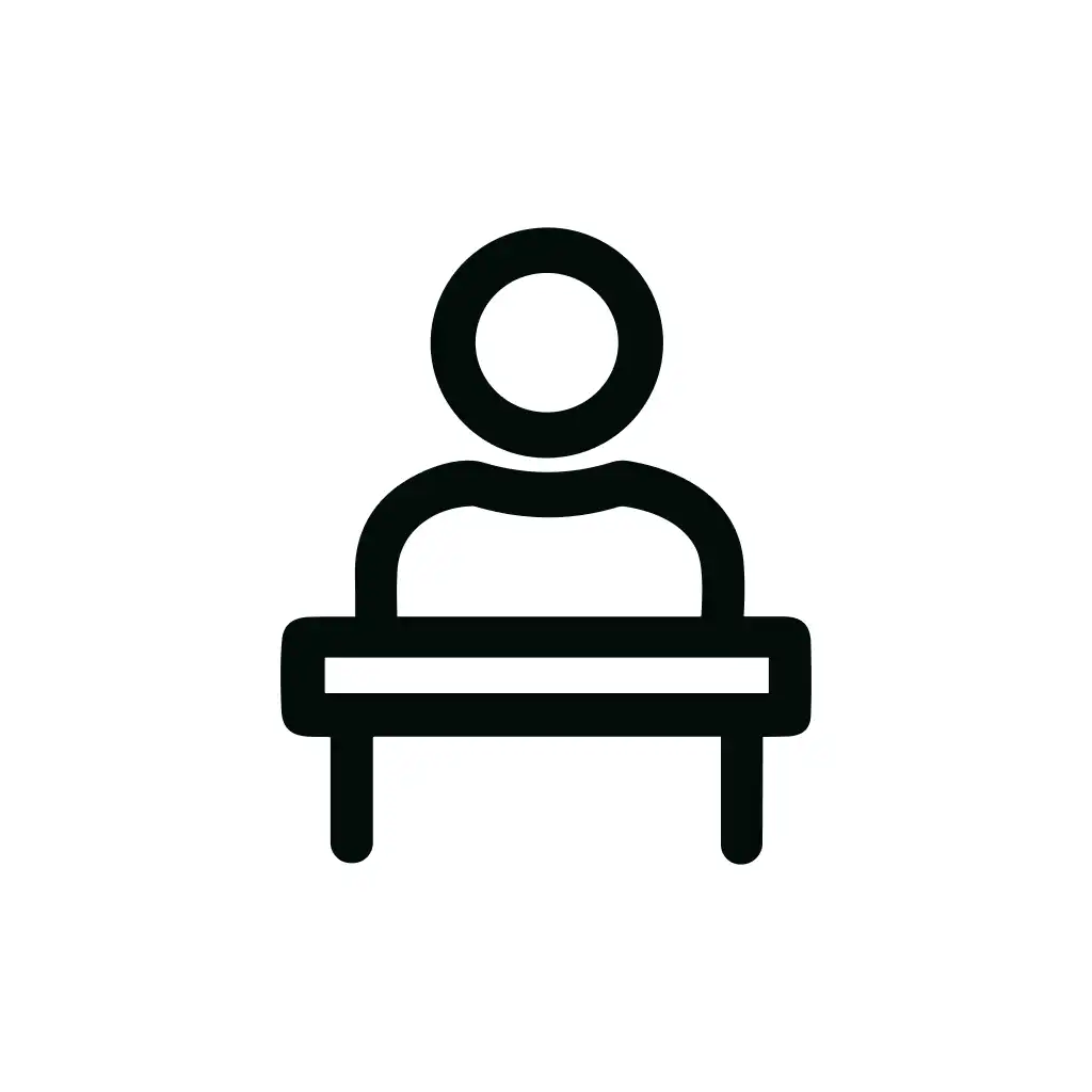 Line Style Minimalist Person At Desk Icon Shape Design Element