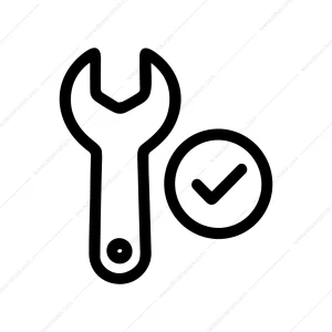 Simple Outline Wrench Checkmark Confirmation Symbol Icon