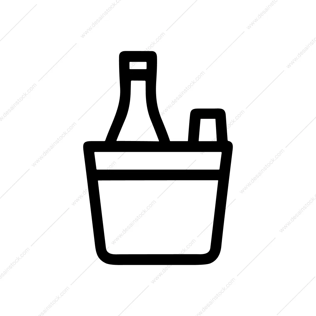 Simple Outline Wine Bottle Ice Bucket Beverage Icon