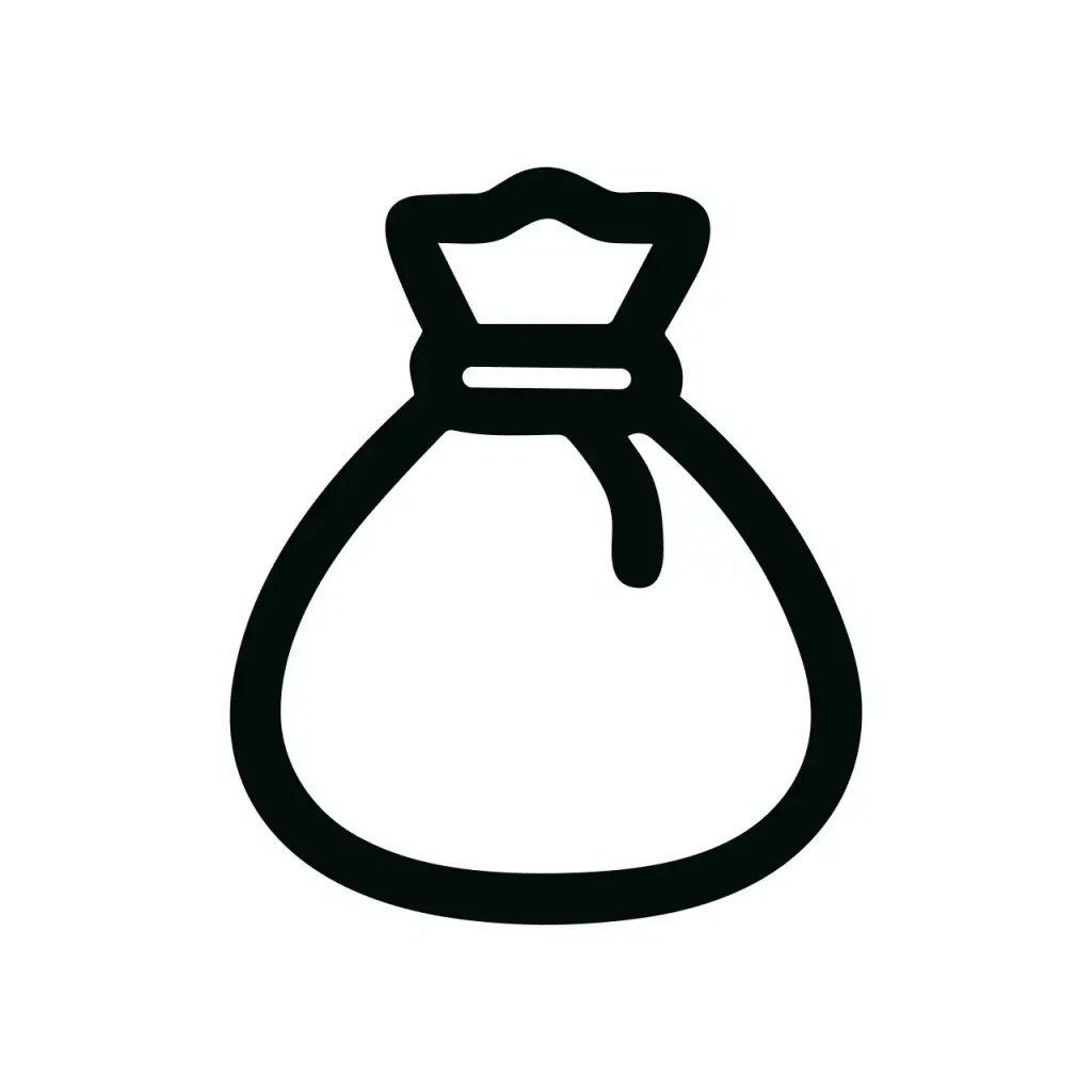 Minimalist Outline Money Bag Icon With Simple Line Style Design